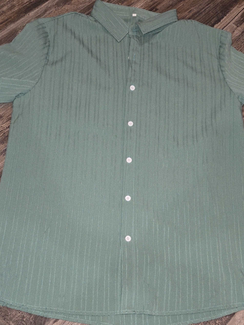 Men's Short-Sleeve Button-Up Shirt in Sage Green